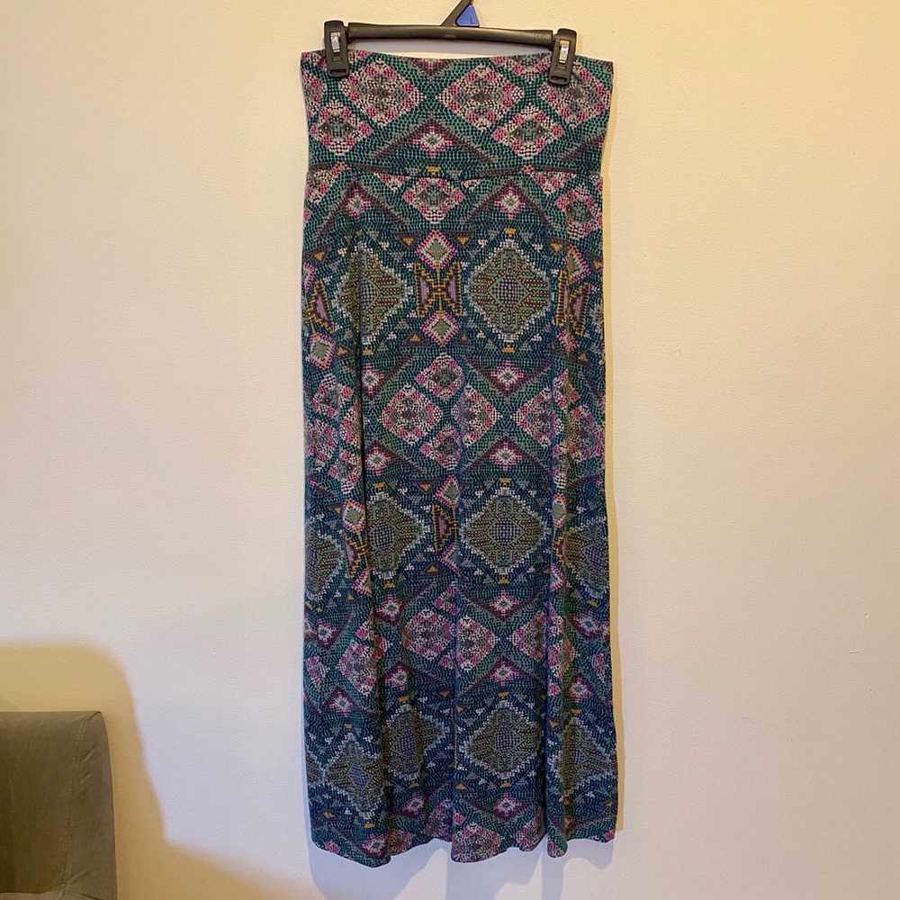 Merona Green Blue Purple Pattern Maxi Skirt Size Small